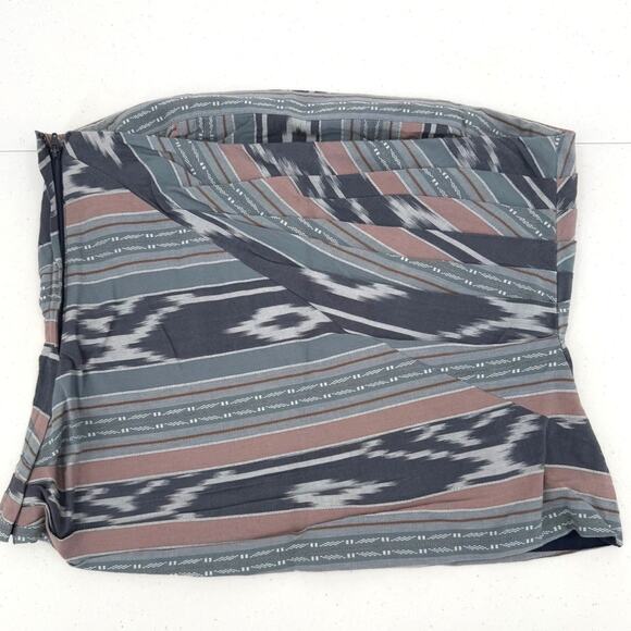 NWT Lauren Ralph Lauren Geo-Stripe Cotton Navy Blue Strapless Blouse Size 6 - Picture 2 of 10